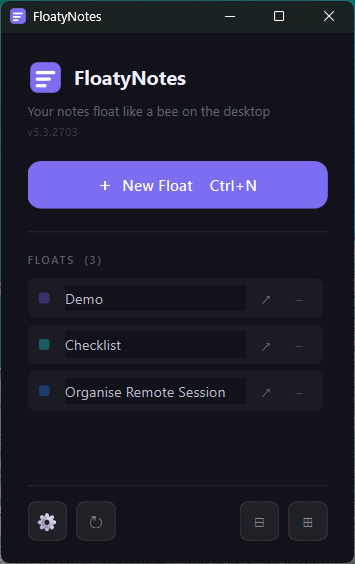 FloatyNotes app screenshot